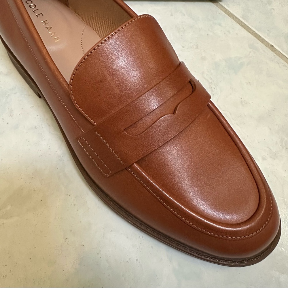 NWT Cole Haan Haverhill Women's Tan Leather Penny Loafers Size 6.5 - Picture 6 of 7